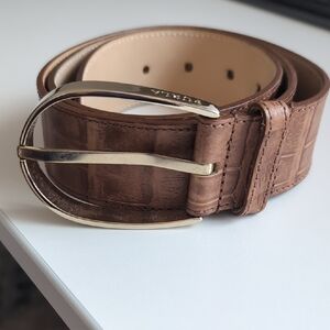 Furla Tan Leather Belt with Gold Buckle